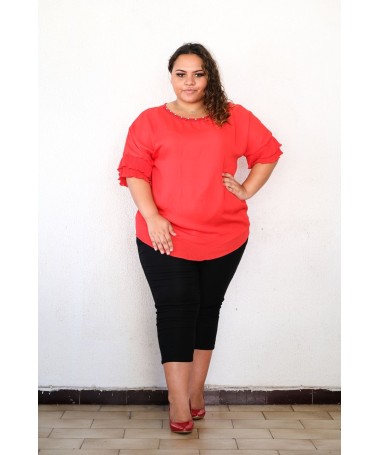 Tunique fluide manches plissées – Élégance et confort