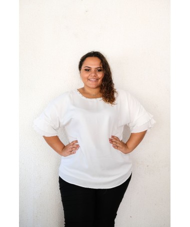 Tunique fluide manches plissées – Élégance et confort