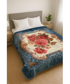 Couverture Premium Flower Blue en Velour 