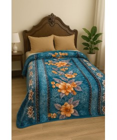 Couverture premium Flower Blue en velour