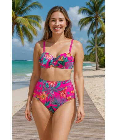 Bikini à imprimé tropical coloré taille 40