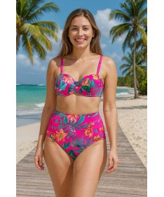Bikini à imprimé tropical coloré taille 40