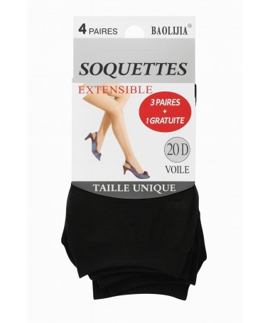 Soquettes extensibles noires 4 paires TU