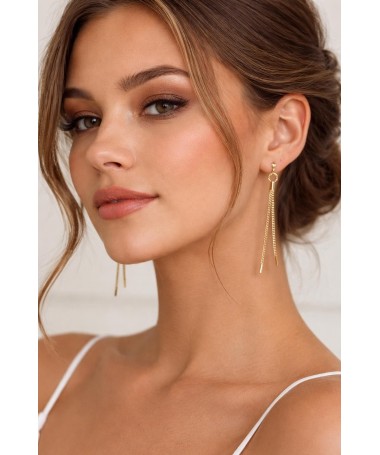 Boucles d’Oreilles Longues Chaînes Dorées