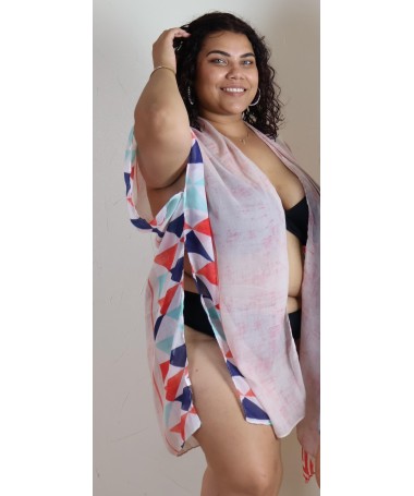 Kimono de plage corail MAELIA