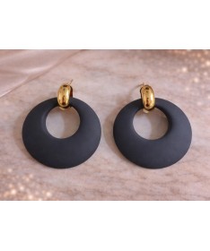 Boucles d'Oreilles Pendantes Design Circulaire Gris Foncé