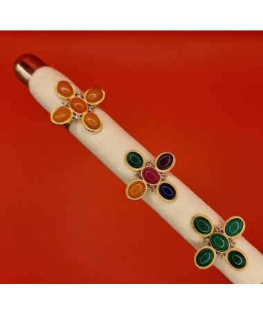 Bague Fleur acier inoxydable ajustable Orange