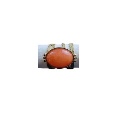 Bague Ajustable en Acier Inoxydable avec Pierre Orange Ovale