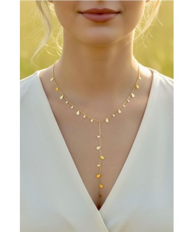 Collier Gouttes Dorées acier inoxydable 