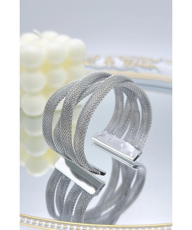 Bracelet Maille Argentée acier inoxydable 