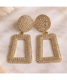 Boucles d'oreilles Dorées Pendantes avec Strass