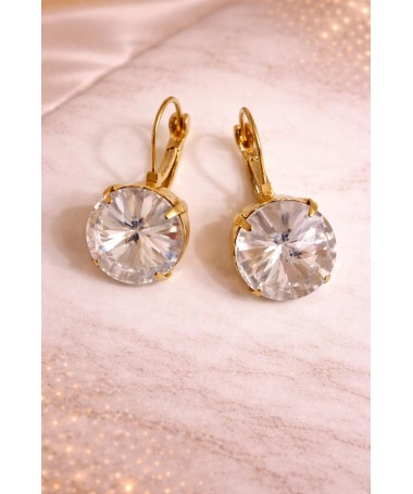 Boucles d'oreilles Cristal Blanc Rond