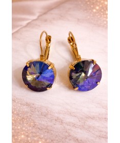 Boucles d'oreilles Cristal Bleu foncé Rond
