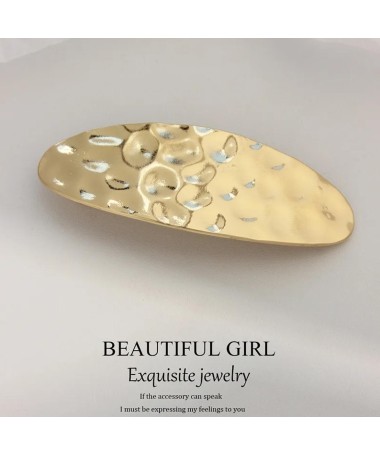 Barrette Ovale Dorée Effet Martelé