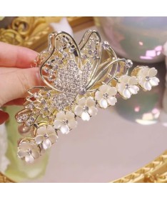 Pince Dorée Papillon et Fleurs